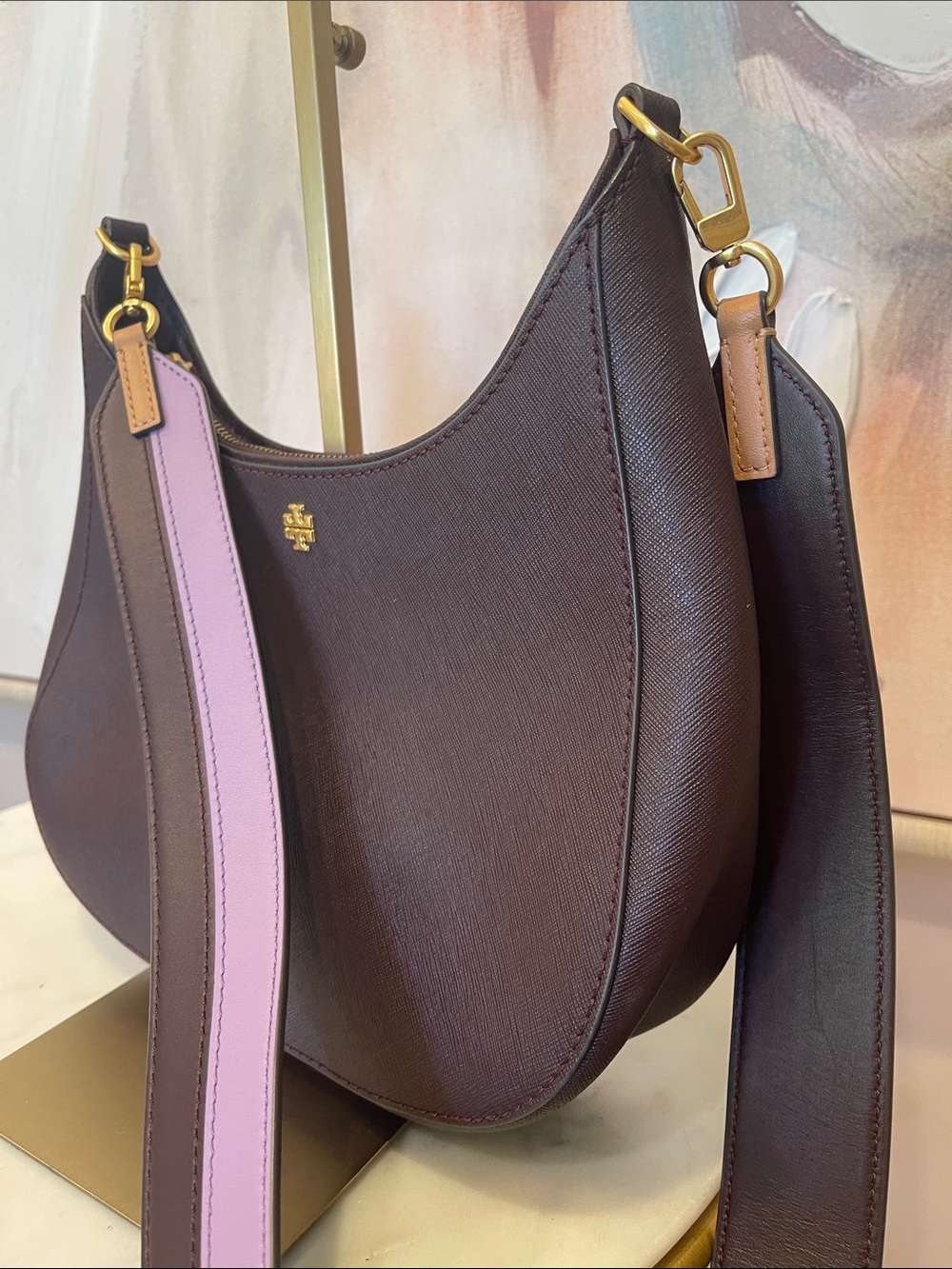 Tory Burch Emerson Bag with Purple & Burgundy Strap - Picture 3 of 9